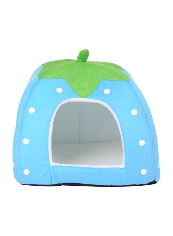 EHOME Strawberry Pattern Soft Pet House With Cushion Blue/Green/White L - Image 1