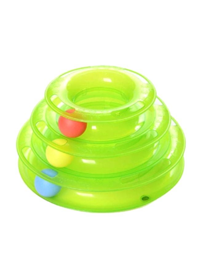 بيوينتي لعبة بتصميم طبق على شكل برج من ثلاثة مستويات مناسبة لتسلية الحيوانات الأليفة كالقطط الصغيرة وتصلح للوضع على المكتب أو الرف أخضر / أحمر / أزرق - Image 1