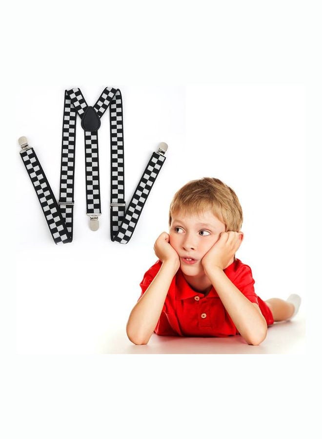Adjustable Braces Y Shape 3-Clip Elastic Suspenders Strap Black/White - Image 4