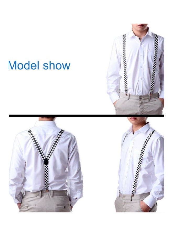 Adjustable Braces Y Shape 3-Clip Elastic Suspenders Strap Black/White - Image 5