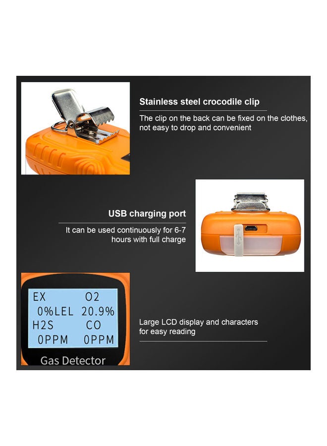 4-Gas Monitor Meter Tester Analyzer Orange 21.00x8.20x16.50cm