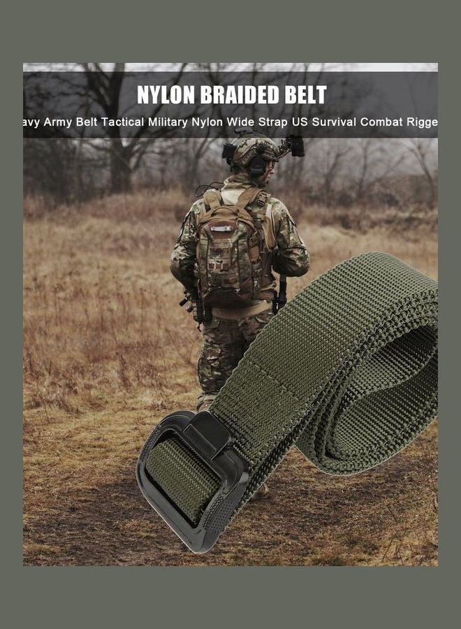 Wide Strap Braided Belt Army Green - Image 3