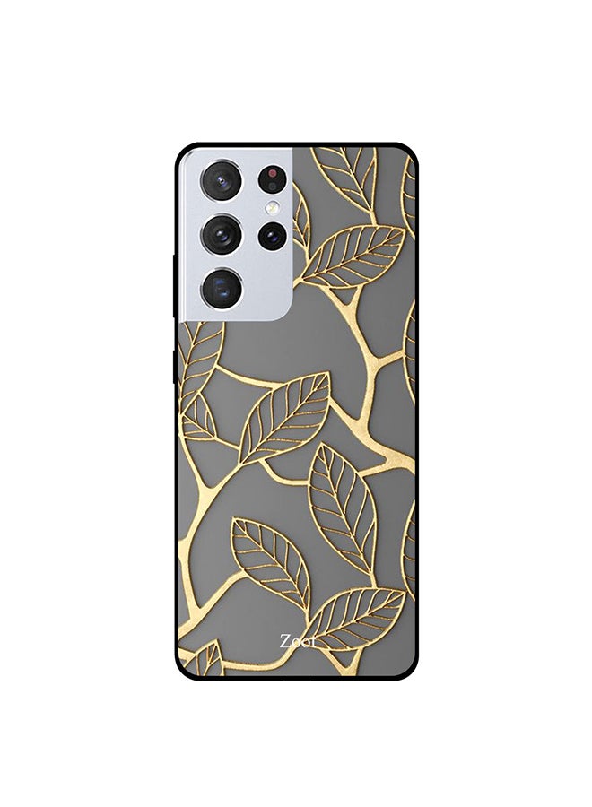 Zoot Protective Case Cover For Samsung Galaxy S21 Ultra Gold Metallic Leaf Pattern  - Image 1