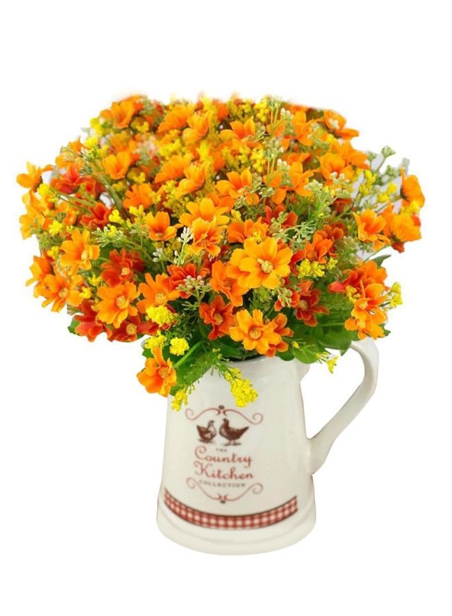 Bluelans 28 Heads Artificial Flower Bouquet Orange/Yellow/Green 34cm 