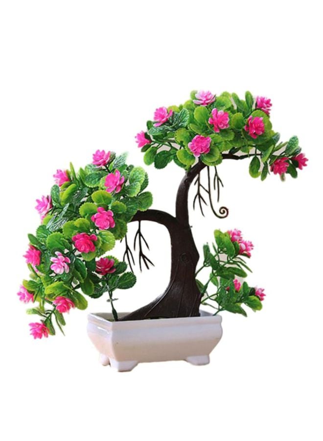 Artificial Potted Tree Branch Pink/Green/Brown 18x8x18cm