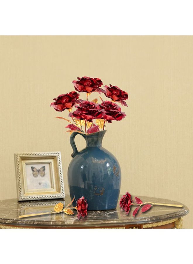 ANSELF Artificial Flower Bouquet Red/Gold - Image 3