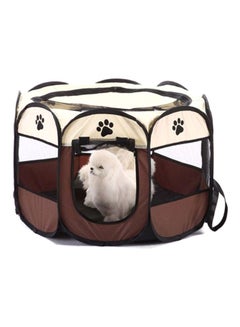 Beauenty Foldable Pet Playpen Kennel Brown/Beige/Black 36x24inch  - Image 3