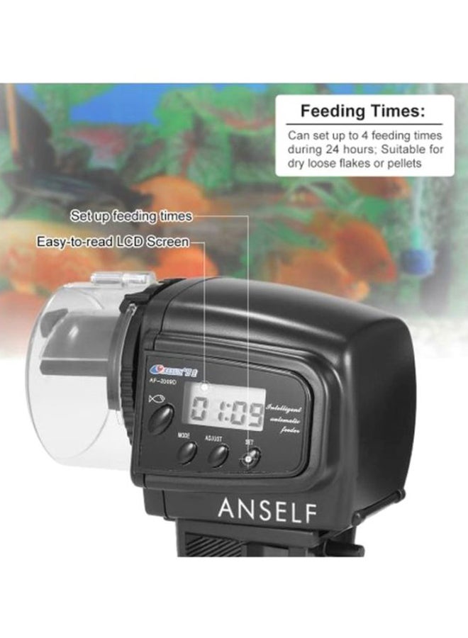 آنسيلف جهاز إطعام أسماك تلقائي ومُزوَّد بشاشة LCD أسود 4.3x2.5x4بوصة - Image 3