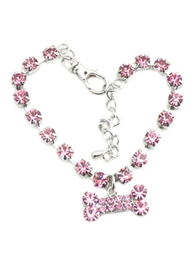 Bluelans Dog Necklace Collar Pink/Silver 