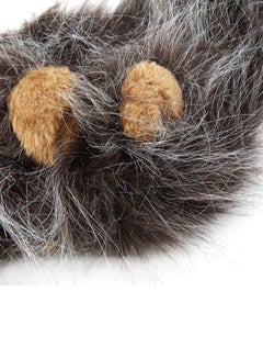 OUTAD Lion Mane Wig Costume With Ears Black/Brown Myard  - Image 3