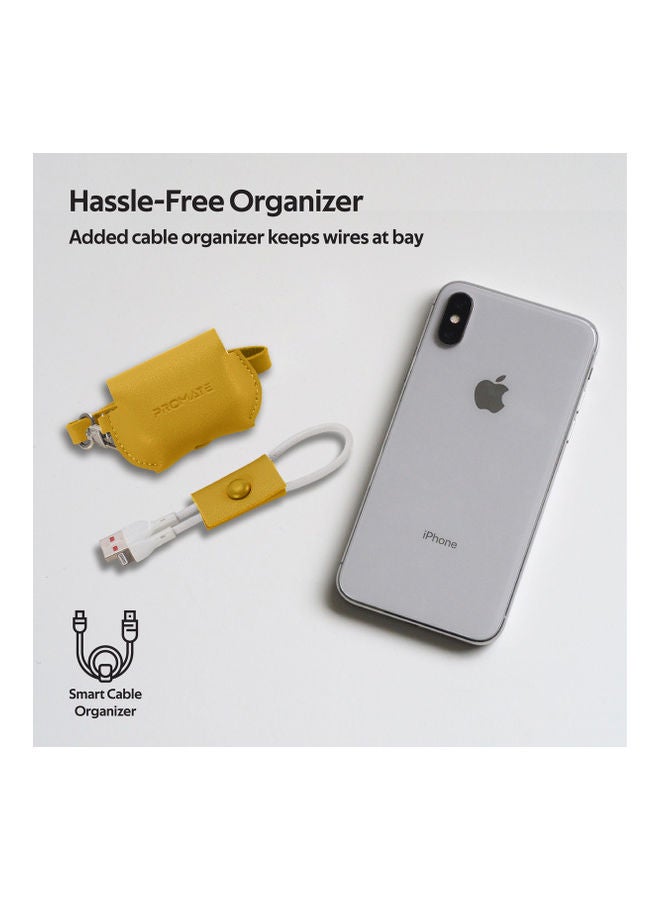 PROMATE - AirPods Pro Case, Elegant Fashion Protective Faux Leather Cover with Wireless Charging Compatible Cover, Anti-Lost Holding Strap and Cable Organizer for Apple AirPods Pro, Fay Yellow - Image 1