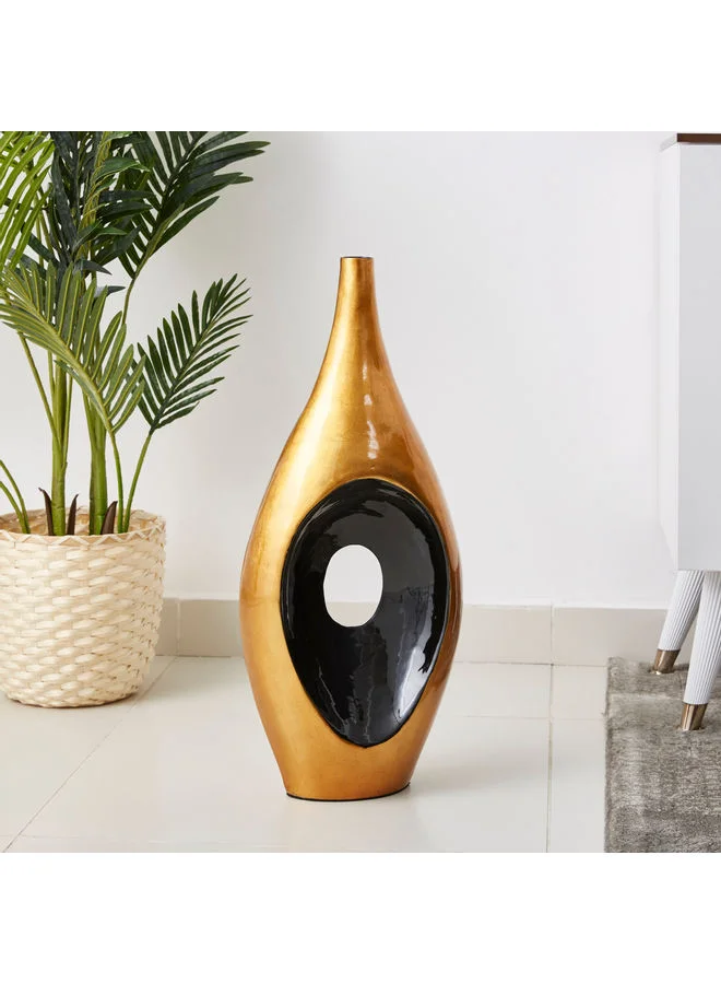 Home Box Sierra Bamboo Oval Cavity Vase Gold/Black 23x15cm
