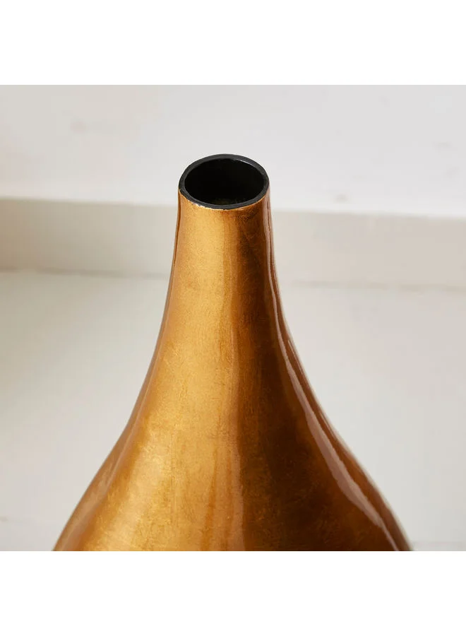 Home Box Sierra Bamboo Oval Cavity Vase Gold/Black 23x15cm
