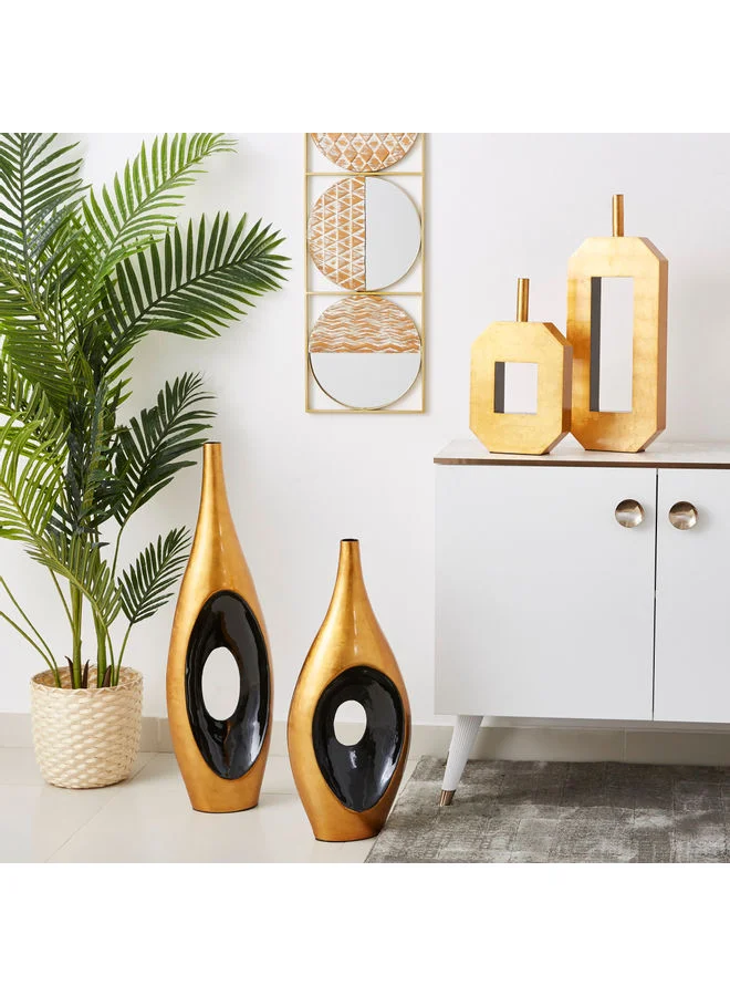 Home Box Sierra Bamboo Oval Cavity Vase Gold/Black 23x15cm