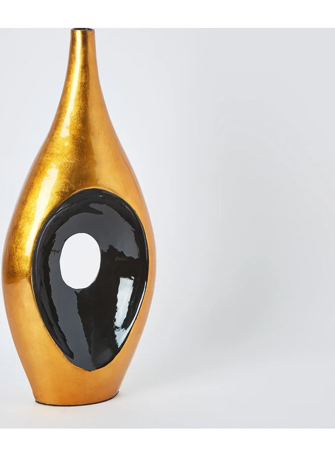 Home Box Sierra Bamboo Oval Cavity Vase Gold/Black 23x15cm