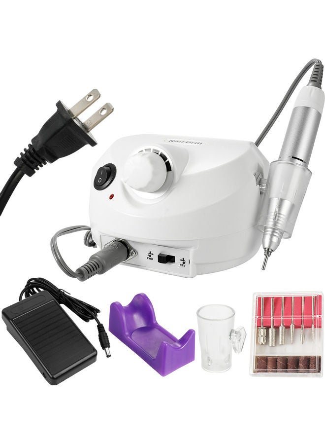 مجموعة مثقاب تلميع وبَرد الأظافر الكهربائي الاحترافي H34091W-US-su أبيض - Image 1