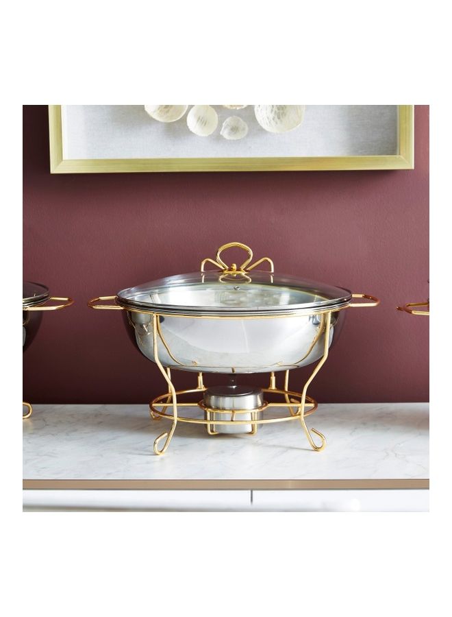 Wellshine Metallic Chafing Dish With Lid Silver/Gold/Clear 6Liters 