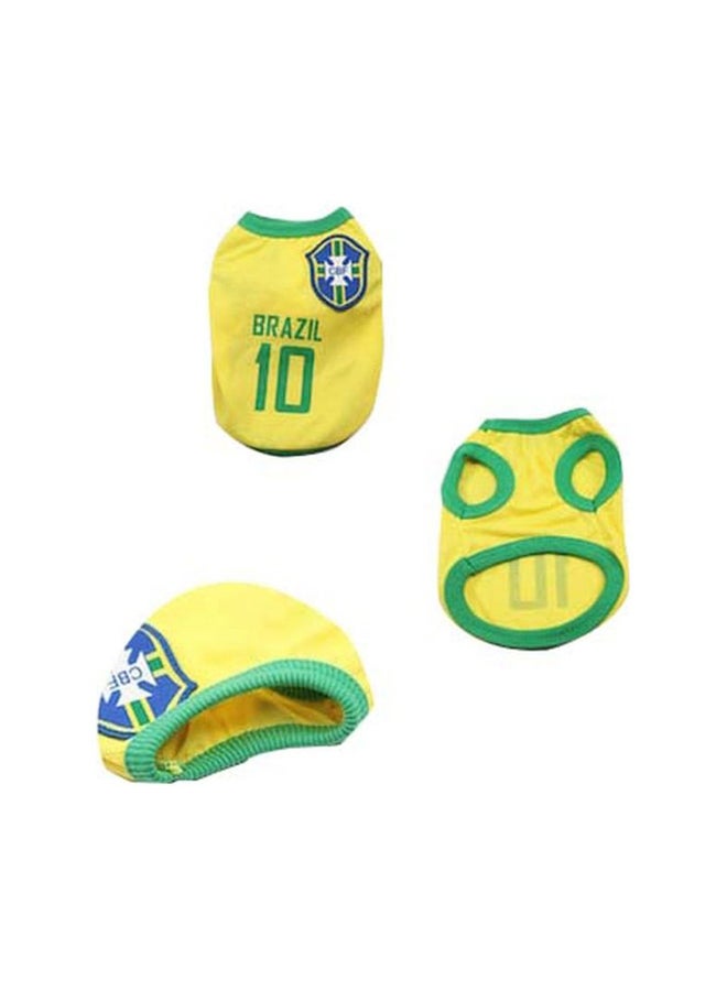 Beauenty Brazil Football Team Printed T-Shirt Yellow/Green/Blue 25cm  - Image 1
