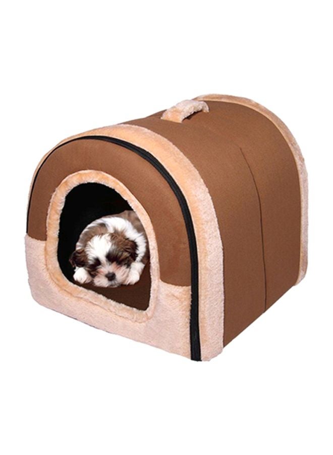OUTAD Washable Pet House With Sleeping Kennel Brown 38x32x33cm - Image 2