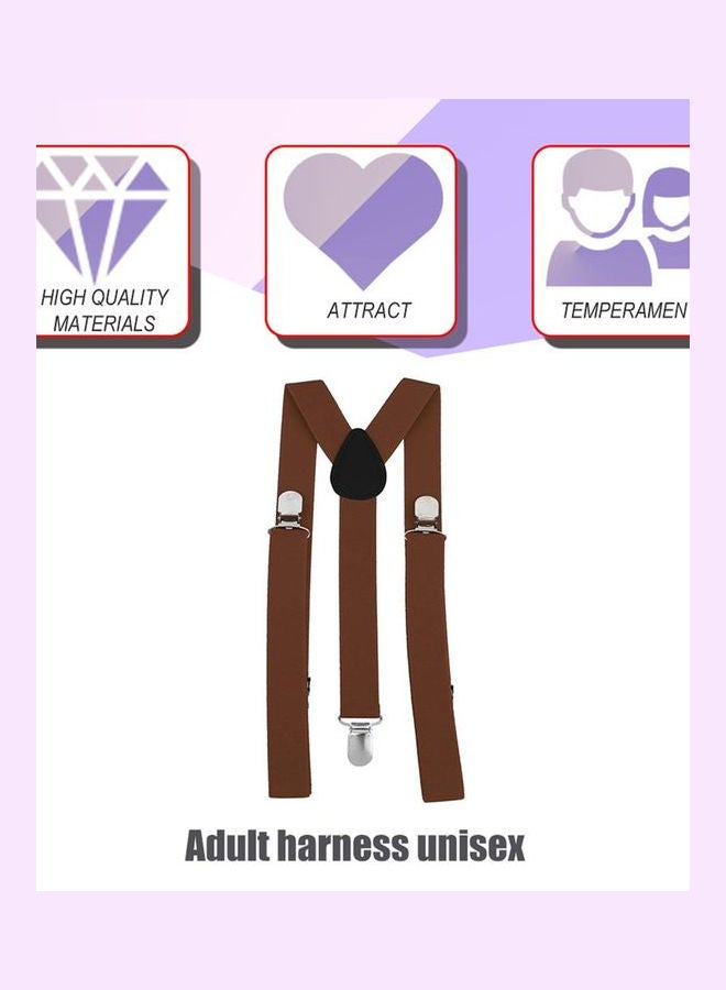 Generic - 3-Clip Elastic Adjustable Suspenders Light Coffee - Image 1