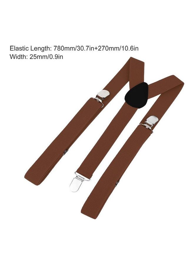 Generic - 3-Clip Elastic Adjustable Suspenders Light Coffee - Image 1