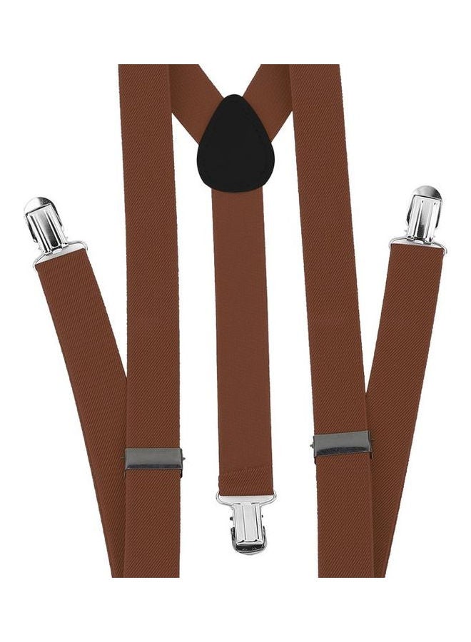 Generic - 3-Clip Elastic Adjustable Suspenders Light Coffee - Image 1