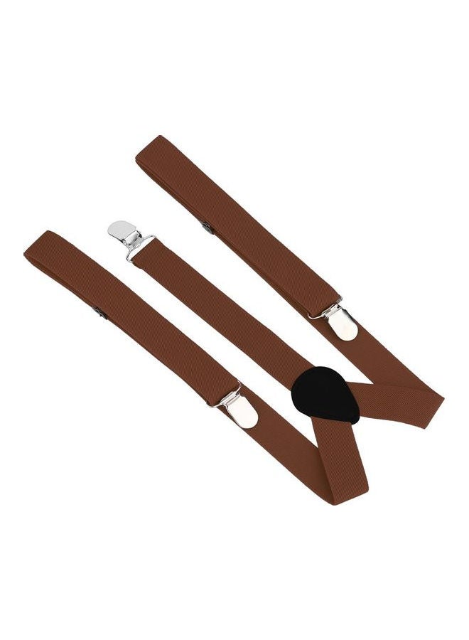 Generic - 3-Clip Elastic Adjustable Suspenders Light Coffee - Image 1