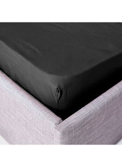 Home Box Wellington King Fitted Sheet Cotton Black 180X200cm  - Image 2