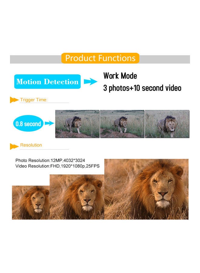 كاميرا صيد مع LED يعمل بالأشعة تحت الحمراء تصور بزاوية 120 درجة - Image 3