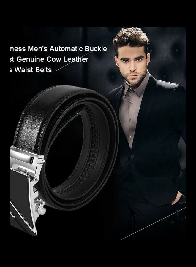 Automatic Buckle Leather Belt Black/Silver  - Image 4