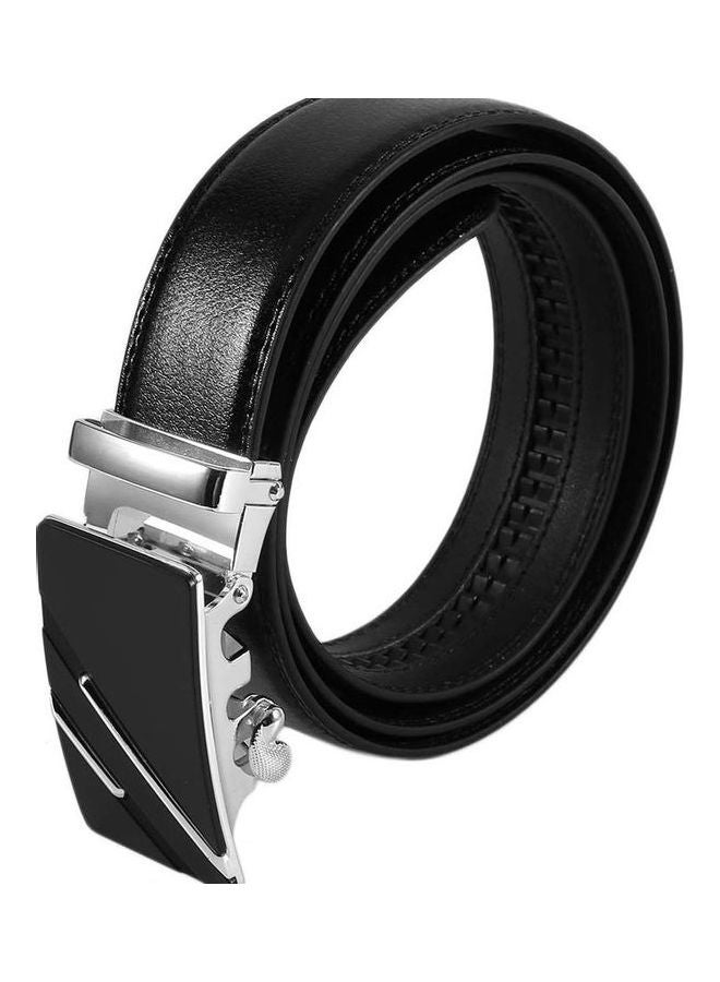 Automatic Buckle Leather Belt Black/Silver  - Image 1