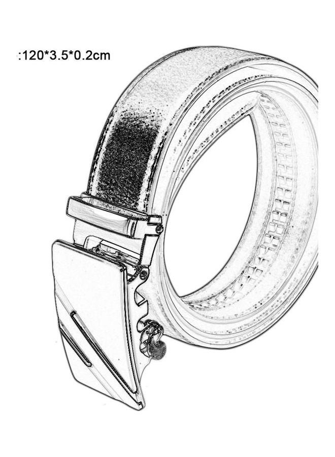 Automatic Buckle Leather Belt Black/Silver  - Image 3