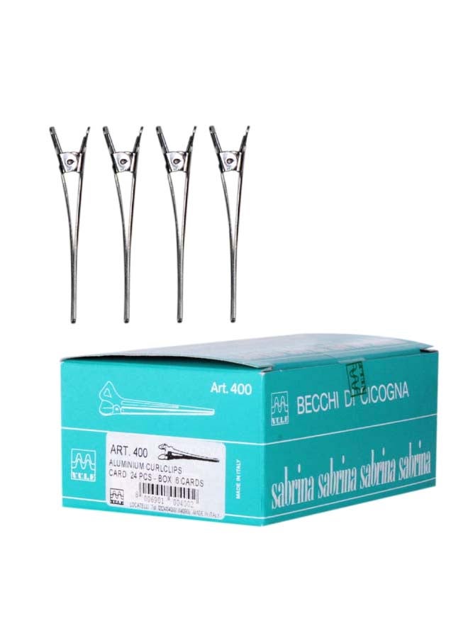 Locatelli - 24 Pcs Stainless Steel Hair Clips Silver - Image 1