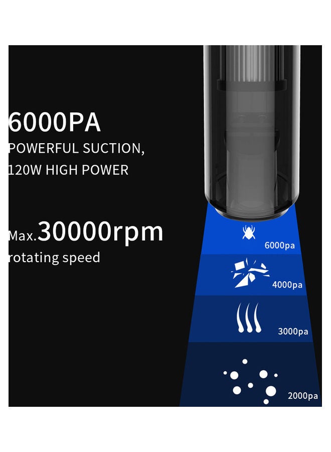 مكنسة كهربائية محمولة للسيارة بقدرة 6000 باسكال 120 W 78B-2 أسود/ أبيض - Image 4