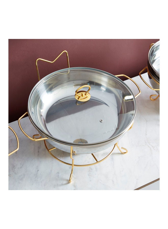 Home Box Wellshine Chafing Dish With Lid And Stand Silver/Gold  - Image 2