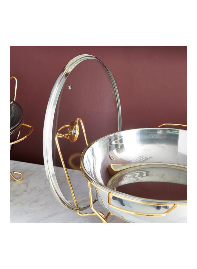 Home Box Wellshine Chafing Dish With Lid And Stand Silver/Gold  - Image 3