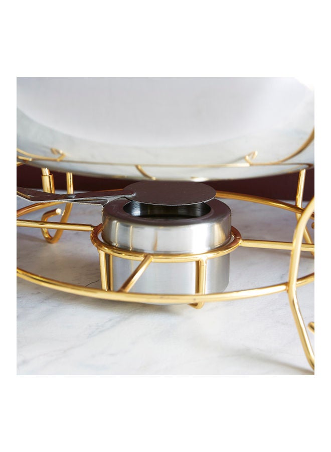 Home Box Wellshine Chafing Dish With Lid And Stand Silver/Gold  - Image 4