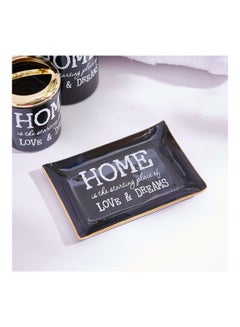 Home Box 3-Piece Glass Bath Accessory Set Grey/Gold/White 9.5x7.4cm  - Image 2