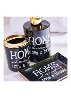 Home Box 3-Piece Glass Bath Accessory Set Grey/Gold/White 9.5x7.4cm  - Image 5