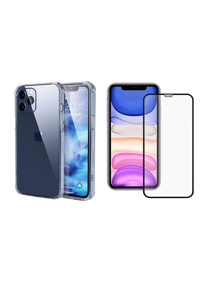 إززي تيك غطاء حماية واق مع لاصقة حماية للشاشة من الزجاج لهاتف أبل آيفون 12 برو ماكس شفاف - Image 1