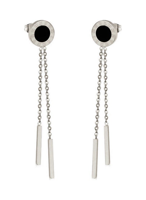 Alissa Trendy Tassel Roman Numerals Chain Long Dangle Drop Earrings