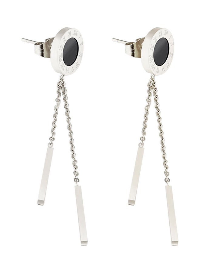 AIWANTO Alissa Trendy Tassel Roman Numerals Chain Long Dangle Drop Earrings  - Image 3