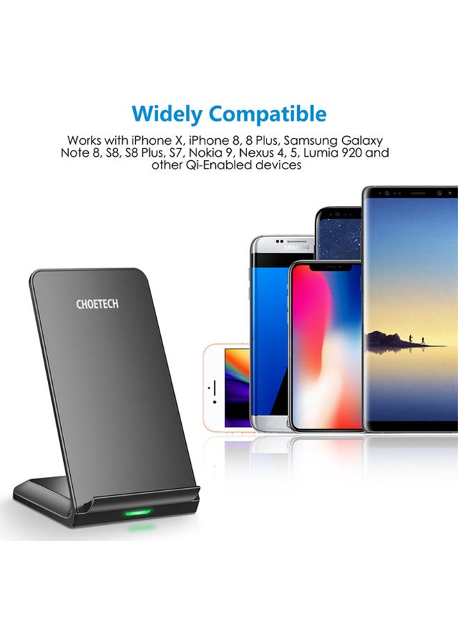 CHOETECH - Fast Wireless Charger Stand For QI Enabled Mobiles Black - Image 1