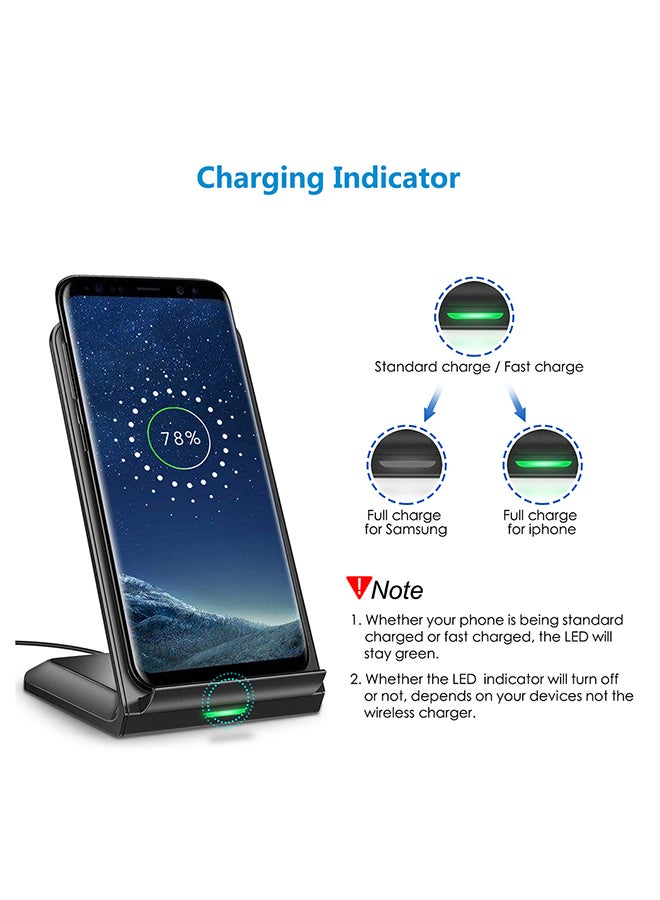 CHOETECH - Fast Wireless Charger Stand For QI Enabled Mobiles Black - Image 1