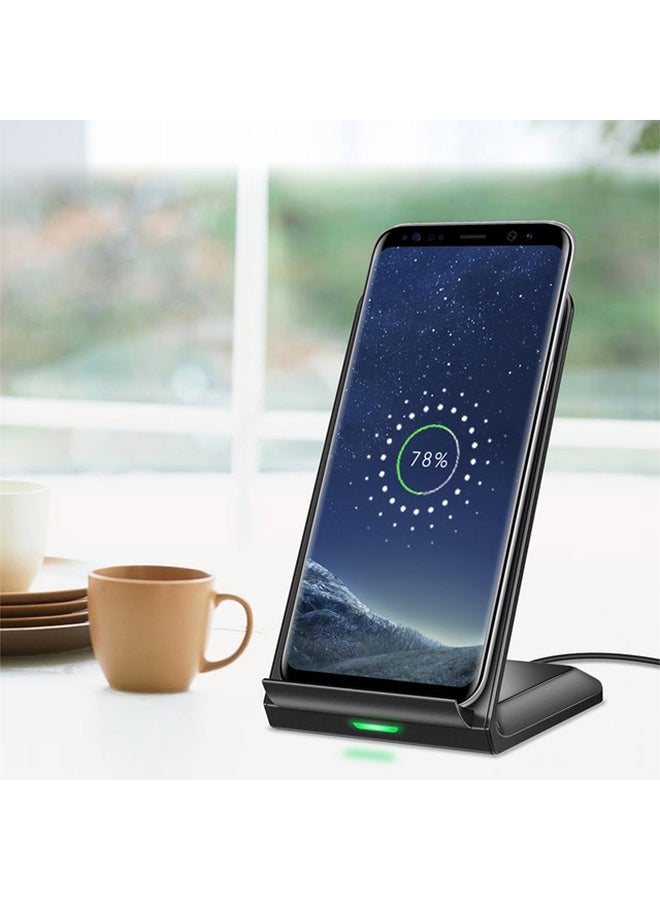 CHOETECH - Fast Wireless Charger Stand For QI Enabled Mobiles Black - Image 1
