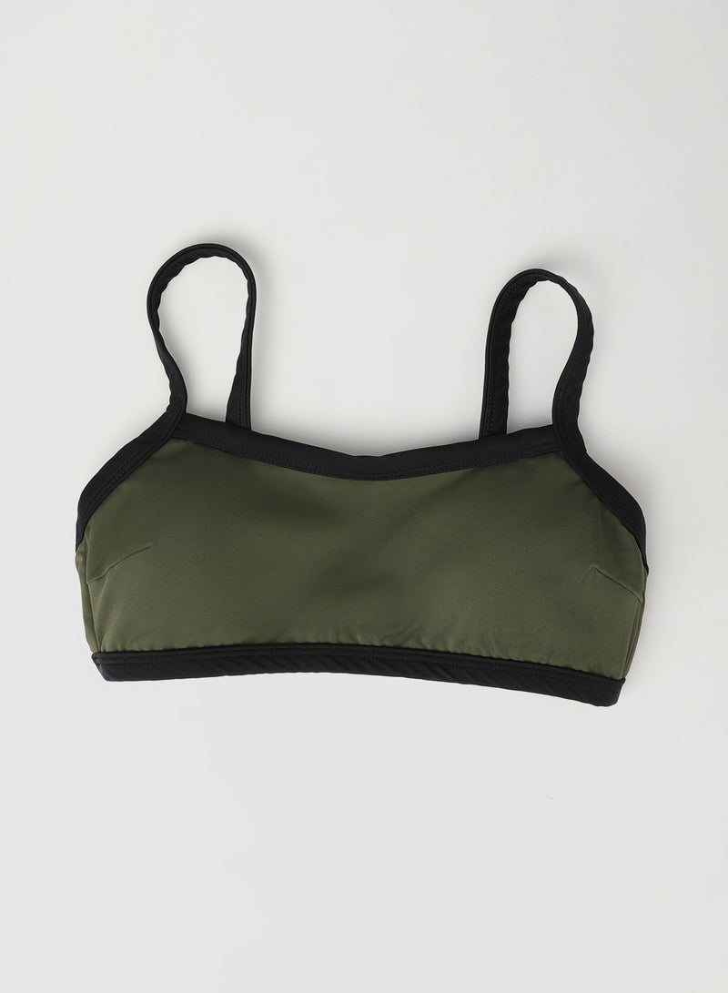 trendyol Contrast Binded Bikini Top Khaki  - Image 3