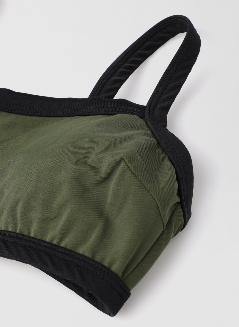 trendyol Contrast Binded Bikini Top Khaki  - Image 4