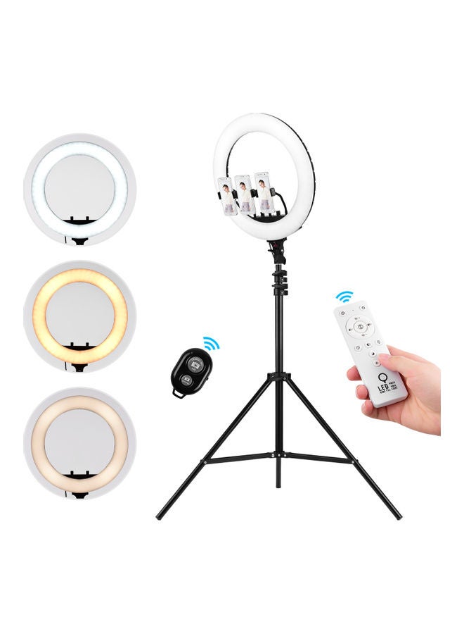 طَقم حلقة إضاءة LED قابلة للتعتيم لتصوير الفيديو أبيض - Image 1