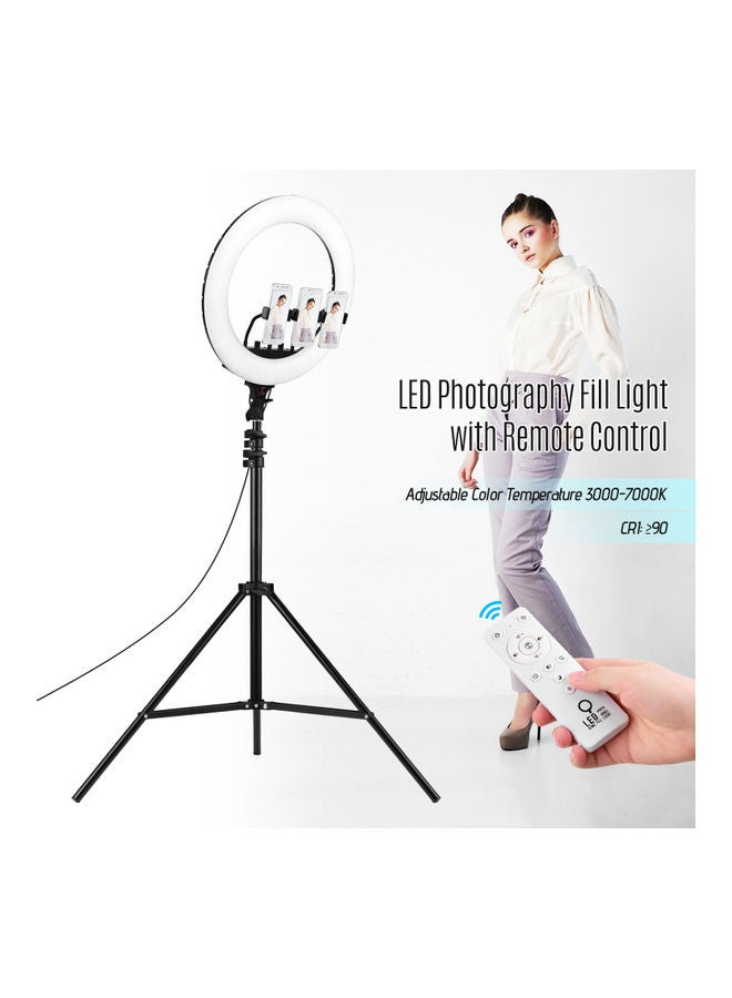 طَقم حلقة إضاءة LED قابلة للتعتيم لتصوير الفيديو أبيض - Image 3