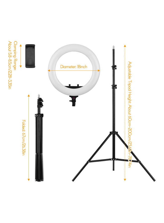 طَقم حلقة إضاءة LED قابلة للتعتيم لتصوير الفيديو أبيض - Image 4